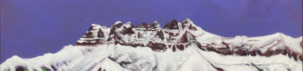 'Les Dents Du Midi', acrylverf op doek, 63x89cm, 2021 (detail: 'impressionisme')