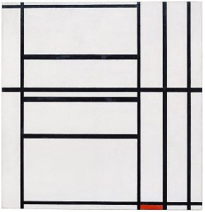Composition No.1, with Grey and Red 1938 (Composition with Red 1939, 1938–39, oil on canvas, 105,2x102,3cm, Piet Mondrian (1872-1944). Peggy Guggenheim Collection, Venice