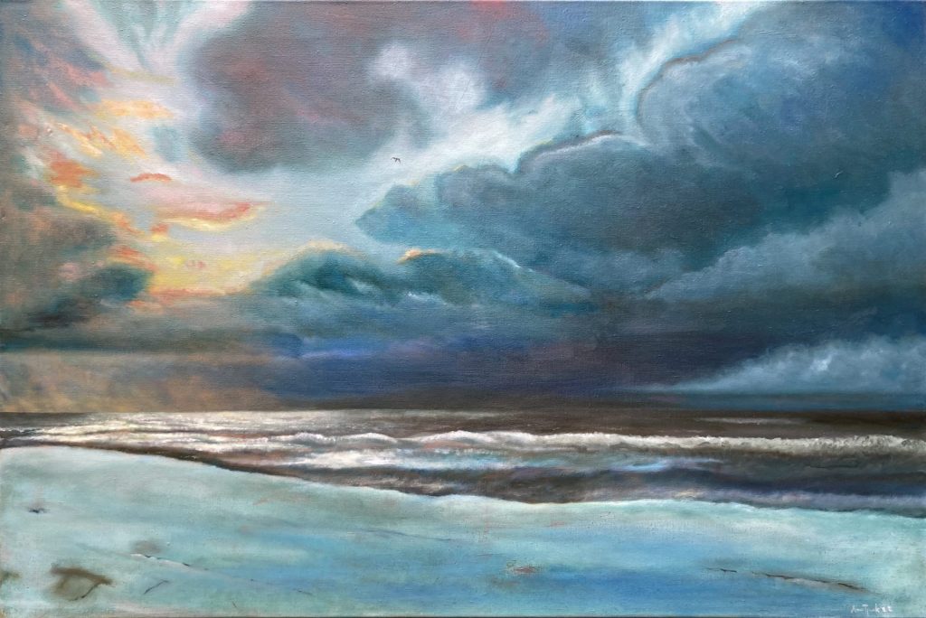 Winter seascape, North from the isle of Vlieland, oil on canvas, 100x150cm, 2022
