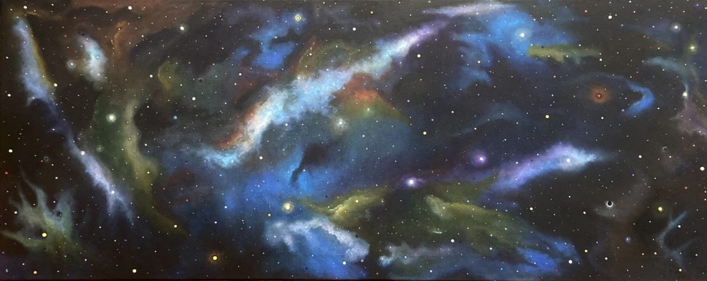 Universum, acrylverf op linnen, 70x175cm, 2023
